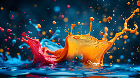 Vibrant abstract splash with paint and liquid movement. Great for expressive designs, artistic...