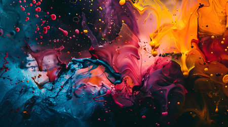 Vibrant abstract splash with paint and liquid movement. Great for expressive designs, artistic posters, and energetic branding.の写真素材