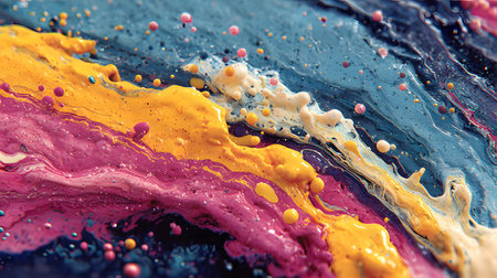 Vibrant abstract splash with paint and liquid movement. Great for expressive designs, artistic posters, and energetic branding.の写真素材