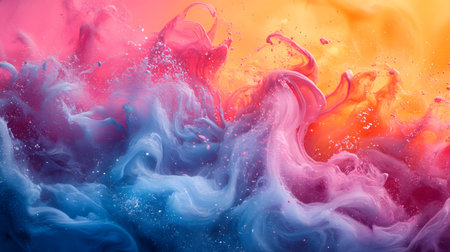Vibrant abstract splash with paint and liquid movement. Great for expressive designs, artistic...