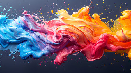 Vibrant abstract splash with paint and liquid movement. Great for expressive designs, artistic...