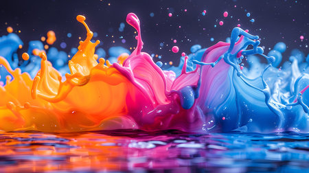 Vibrant abstract splash with paint and liquid movement. Great for expressive designs, artistic posters, and energetic branding.の写真素材