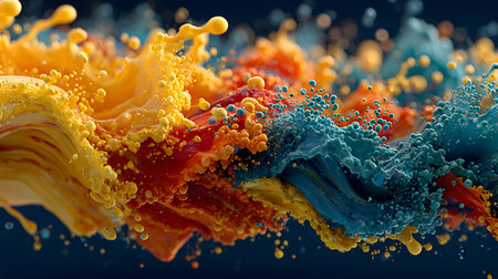 Vibrant abstract splash with paint and liquid movement. Great for expressive designs, artistic...