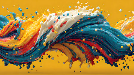Vibrant abstract splash with paint and liquid movement. Great for expressive designs, artistic posters, and energetic branding.の写真素材