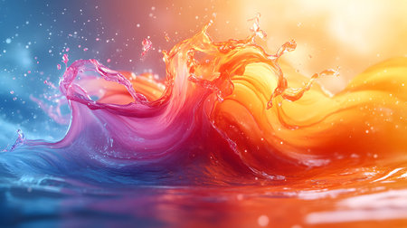 Vibrant abstract splash with paint and liquid movement. Great for expressive designs, artistic...