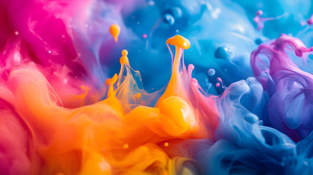 Vibrant abstract splash with paint and liquid movement. Great for expressive designs, artistic posters, and energetic branding.の写真素材