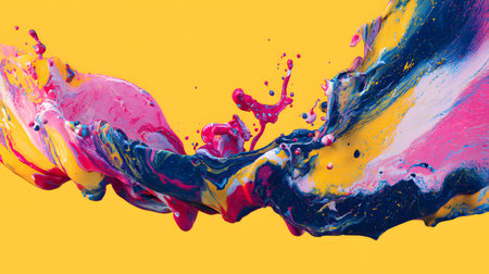 Vibrant abstract splash with paint and liquid movement. Great for expressive designs, artistic...