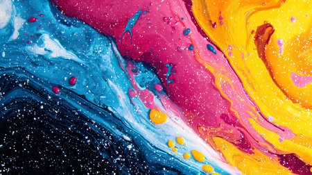 Vibrant abstract splash with paint and liquid movement. Great for expressive designs, artistic...