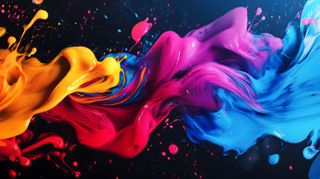 Vibrant abstract splash with paint and liquid movement. Great for expressive designs, artistic posters, and energetic branding.の写真素材