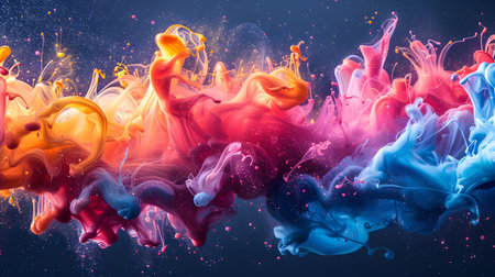 Vibrant abstract splash with paint and liquid movement. Great for expressive designs, artistic posters, and energetic branding.の写真素材