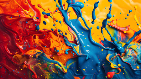 Vibrant abstract splash with paint and liquid movement. Great for expressive designs, artistic posters, and energetic branding.の写真素材