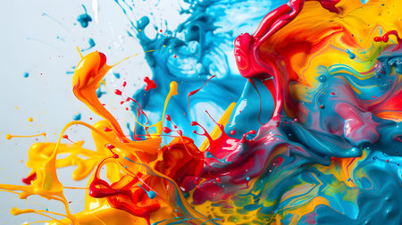 Vibrant abstract splash with paint and liquid movement. Great for expressive designs, artistic...