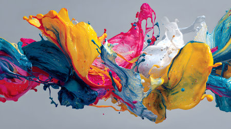Vibrant abstract splash with paint and liquid movement. Great for expressive designs, artistic posters, and energetic branding.の写真素材