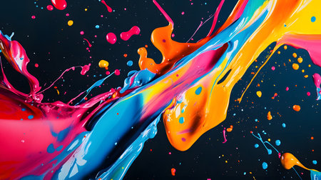 Vibrant abstract splash with paint and liquid movement. Great for expressive designs, artistic posters, and energetic branding.の写真素材