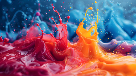 Vibrant abstract splash with paint and liquid movement. Great for expressive designs, artistic posters, and energetic branding.の写真素材