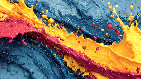 Vibrant abstract splash with paint and liquid movement. Great for expressive designs, artistic posters, and energetic branding.の写真素材