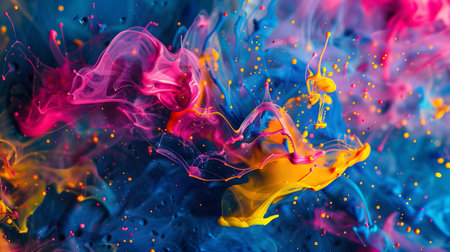 Vibrant abstract splash with paint and liquid movement. Great for expressive designs, artistic posters, and energetic branding.の写真素材
