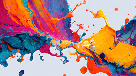 Vibrant abstract splash with paint and liquid movement. Great for expressive designs, artistic posters, and energetic branding.の写真素材