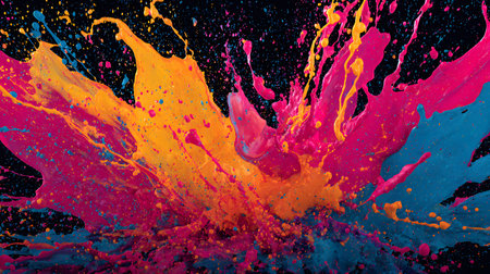 Vibrant abstract splash with paint and liquid movement. Great for expressive designs, artistic posters, and energetic branding.の写真素材