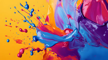 Vibrant abstract splash with paint and liquid movement. Great for expressive designs, artistic posters, and energetic branding.の写真素材