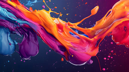 Vibrant abstract splash with paint and liquid movement. Great for expressive designs, artistic posters, and energetic branding.の写真素材