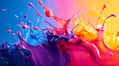 Vibrant abstract splash with paint and liquid movement. Great for expressive designs, artistic posters, and energetic branding.の写真素材