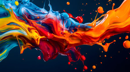 Vibrant abstract splash with paint and liquid movement. Great for expressive designs, artistic...