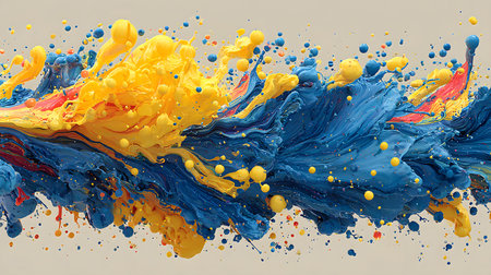 Vibrant abstract splash with paint and liquid movement. Great for expressive designs, artistic posters, and energetic branding.の写真素材