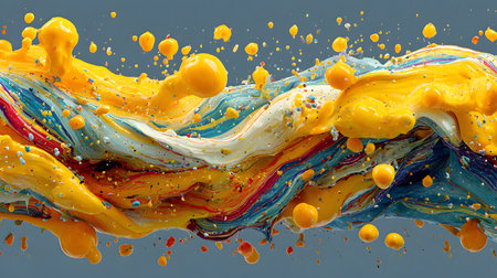 Vibrant abstract splash with paint and liquid movement. Great for expressive designs, artistic posters, and energetic branding.の写真素材