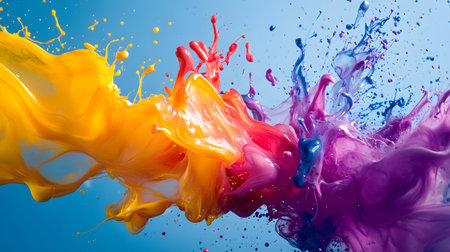 Vibrant abstract splash with paint and liquid movement. Great for expressive designs, artistic posters, and energetic branding.の写真素材