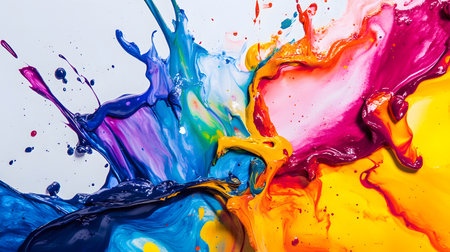 Vibrant abstract splash with paint and liquid movement. Great for expressive designs, artistic posters, and energetic branding.の写真素材