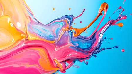 Vibrant abstract splash with paint and liquid movement. Great for expressive designs, artistic...