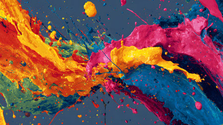 Vibrant abstract splash with paint and liquid movement. Great for expressive designs, artistic posters, and energetic branding.の写真素材