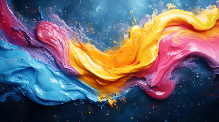 Vibrant abstract splash with paint and liquid movement. Great for expressive designs, artistic...