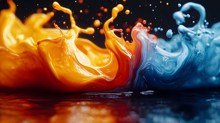 Vibrant abstract splash with paint and liquid movement. Great for expressive designs, artistic posters, and energetic branding.の写真素材