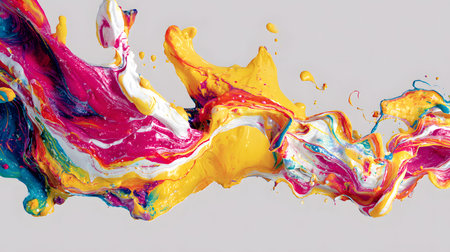 Vibrant abstract splash with paint and liquid movement. Great for expressive designs, artistic posters, and energetic branding.の写真素材