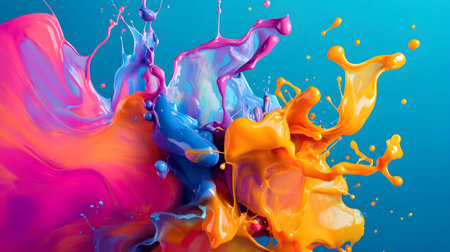 Vibrant abstract splash with paint and liquid movement. Great for expressive designs, artistic posters, and energetic branding.の写真素材