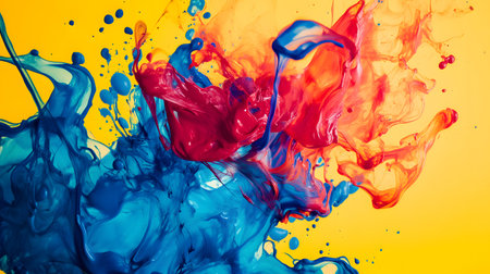Vibrant abstract splash with paint and liquid movement. Great for expressive designs, artistic posters, and energetic branding.の写真素材