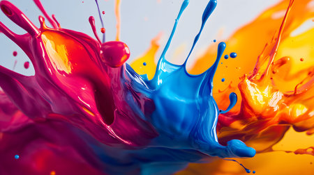Vibrant abstract splash with paint and liquid movement. Great for expressive designs, artistic...