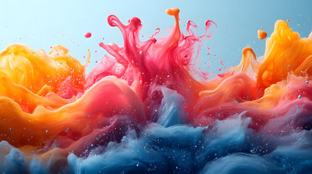 Vibrant abstract splash with paint and liquid movement. Great for expressive designs, artistic posters, and energetic branding.の写真素材