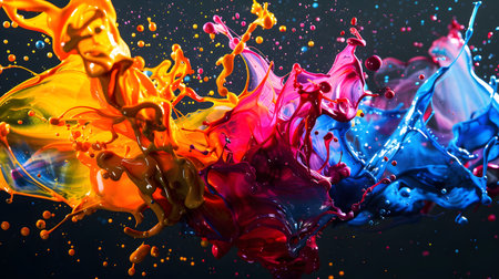 Vibrant abstract splash with paint and liquid movement. Great for expressive designs, artistic posters, and energetic branding.の写真素材