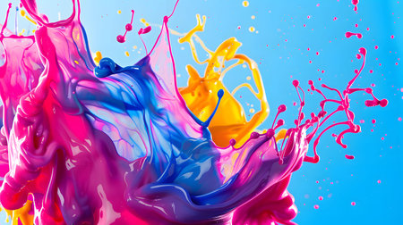 Vibrant abstract splash with paint and liquid movement. Great for expressive designs, artistic posters, and energetic branding.の写真素材
