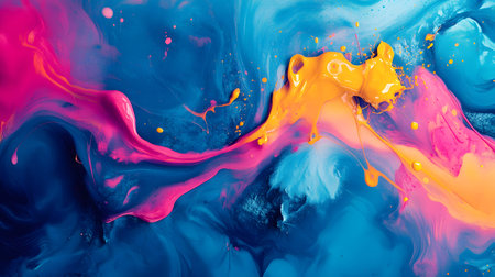 Vibrant abstract splash with paint and liquid movement. Great for expressive designs, artistic posters, and energetic branding.の写真素材