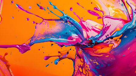 Vibrant abstract splash with paint and liquid movement. Great for expressive designs, artistic posters, and energetic branding.の写真素材