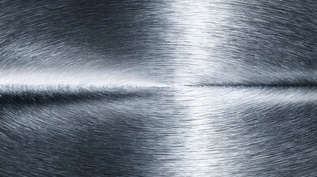 Shiny metallic background with brushed steel texture. Great for tech, industrial design, or modern corporate visuals.の写真素材