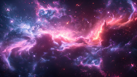Cosmic-style background with colorful nebula and stars. Ideal for sci-fi, dreams, or...