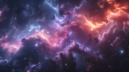 Cosmic-style background with colorful nebula and stars. Ideal for sci-fi, dreams, or...