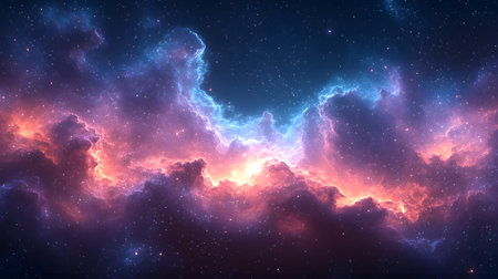Cosmic-style background with colorful nebula and stars. Ideal for sci-fi, dreams, or...
