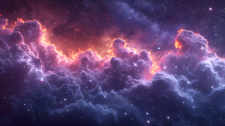Cosmic-style background with colorful nebula and stars. Ideal for sci-fi, dreams, or fantasy-inspired visuals.の写真素材