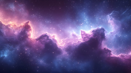 Cosmic-style background with colorful nebula and stars. Ideal for sci-fi, dreams, or...